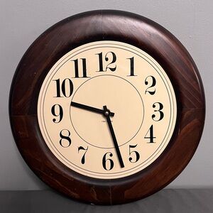 VTG Store 1984 Analog Wooden Wall Clock Dark Brown & Cream 12.25x2”